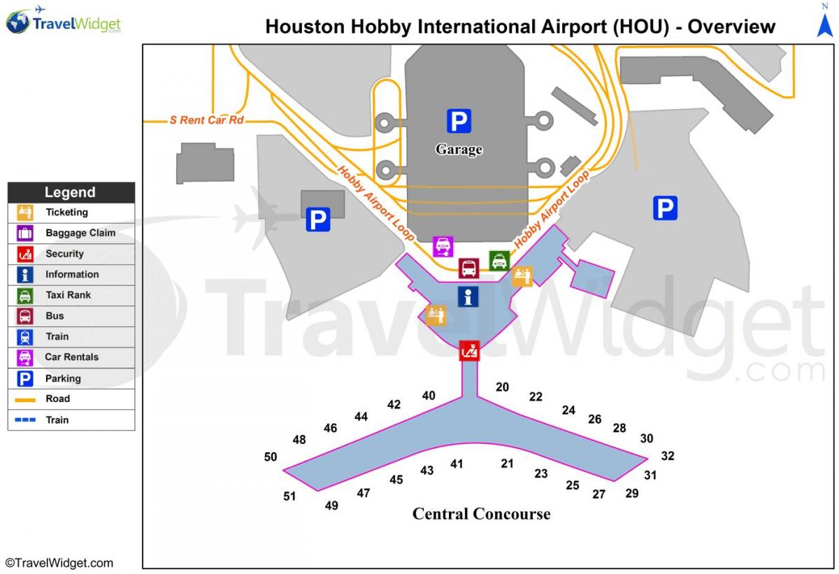 карта Х'юстон аеропорт