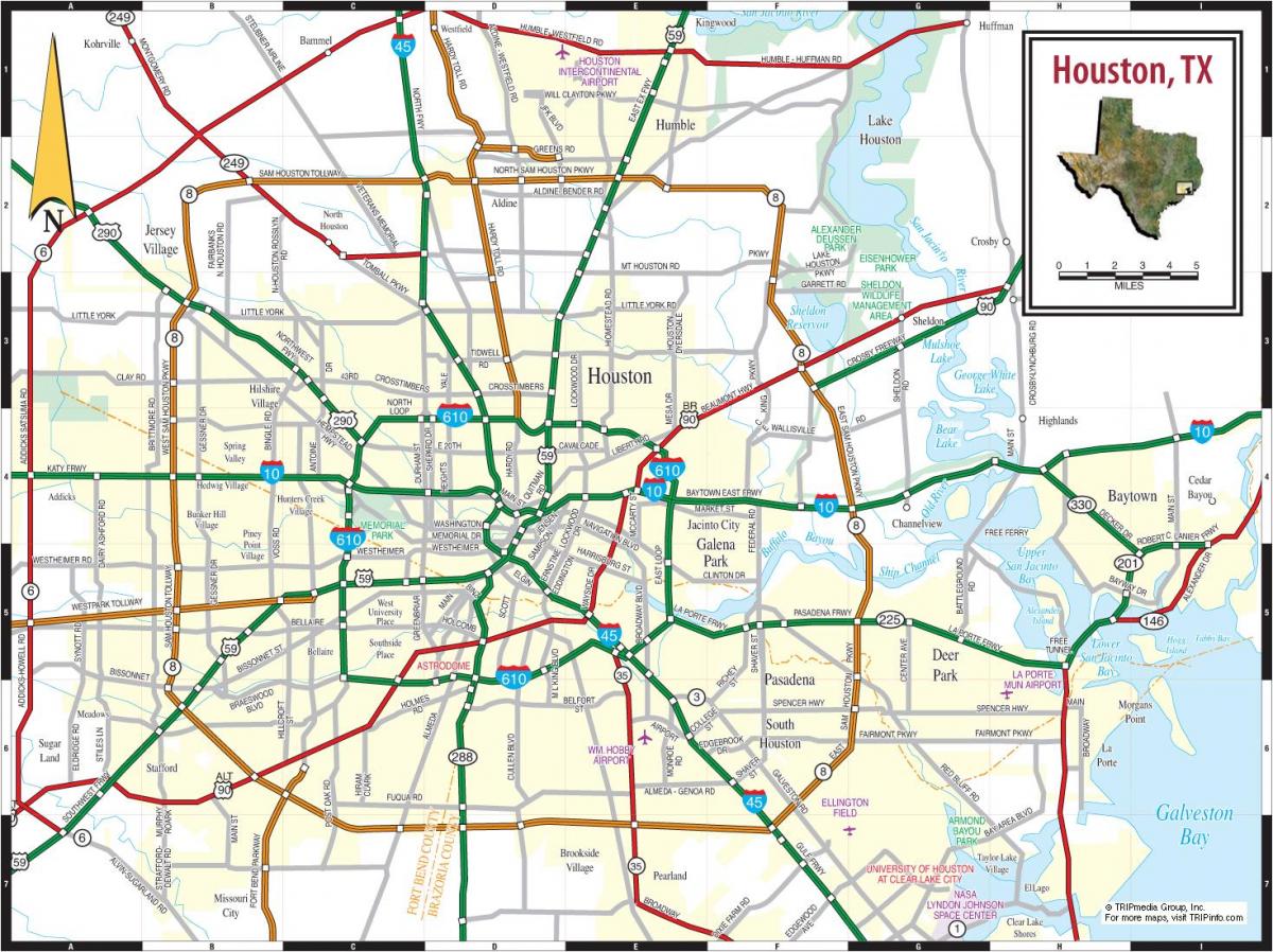 карта Х'юстон, Техас